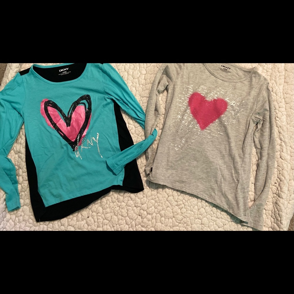 2 Girls large dkny long sleeve tees